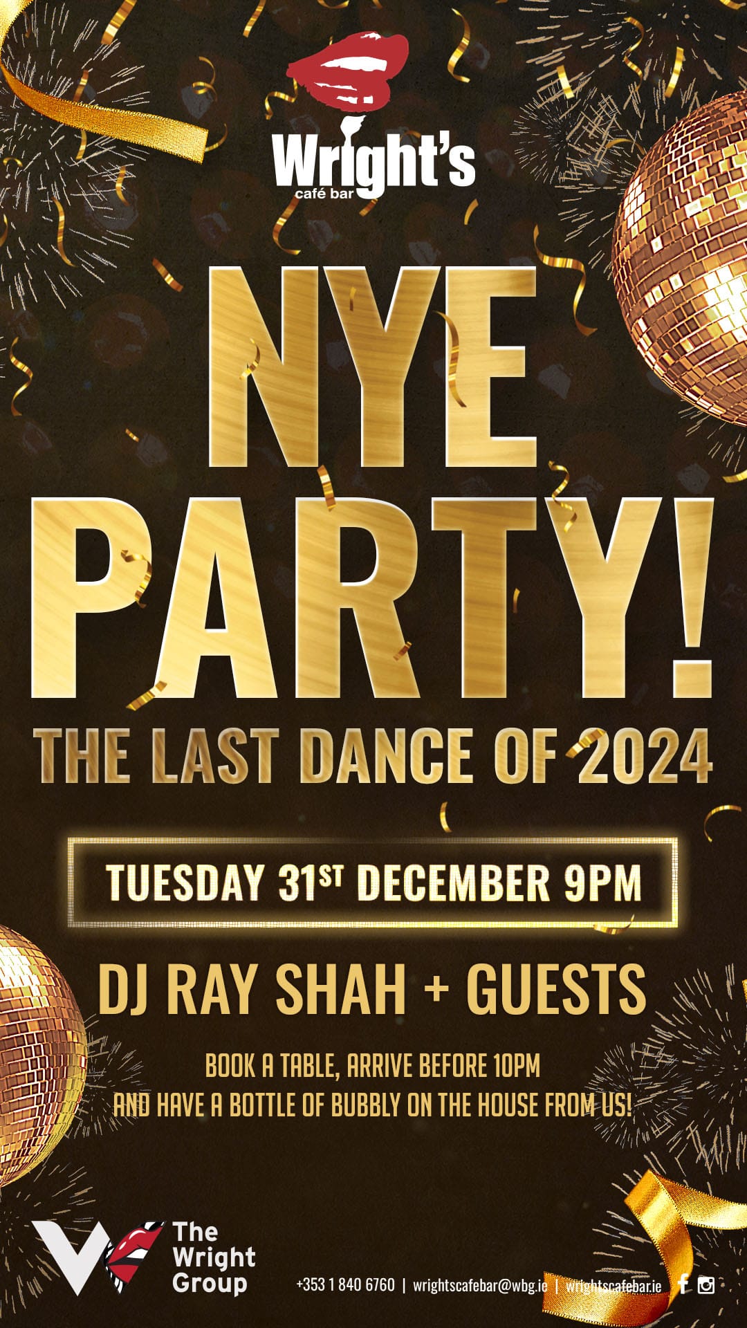 Wrights Café Bar New Years Eve Party